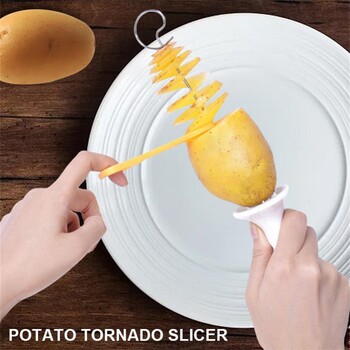 Spiral Potato Cutter Twisted Slice Potato Tower Whirlwind Potato Cut DIY Δημιουργικός κόφτης σπιράλ φρούτων και λαχανικών για την κουζίνα