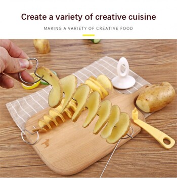 Spiral Potato Cutter Twisted Slice Potato Tower Whirlwind Potato Cut DIY Δημιουργικός κόφτης σπιράλ φρούτων και λαχανικών για την κουζίνα