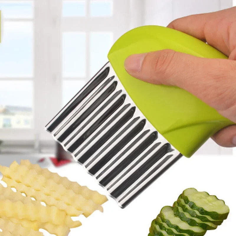 Nešiojamas banguotas gruzdintų bulvyčių pjaustytuvas nerūdijančio plieno bulvių pjaustyklė daržovių smulkintuvas bulvių pjaustyklė patvarios virtuvės įtaisai