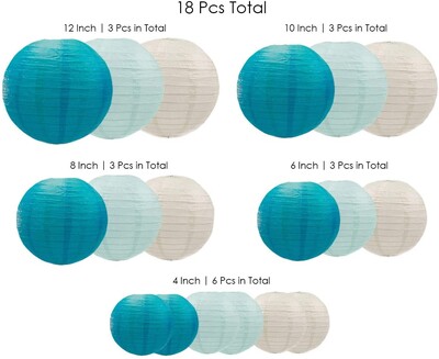 Dekoratív party papír lámpások 18 db arany fehér bézs kerek japán/kínai lámpás lámpás papír esküvői kültéri dekorációhoz