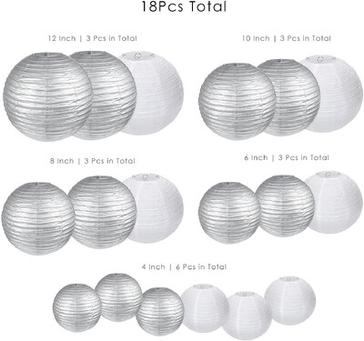 Dekoratív party papír lámpások 18 db arany fehér bézs kerek japán/kínai lámpás lámpás papír esküvői kültéri dekorációhoz