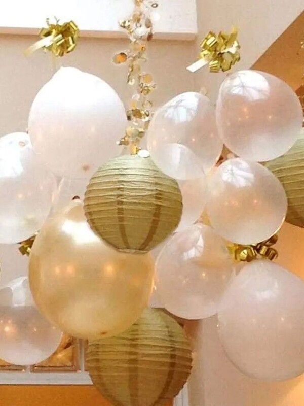 Dekoratív party papír lámpások 18 db arany fehér bézs kerek japán/kínai lámpás lámpás papír esküvői kültéri dekorációhoz