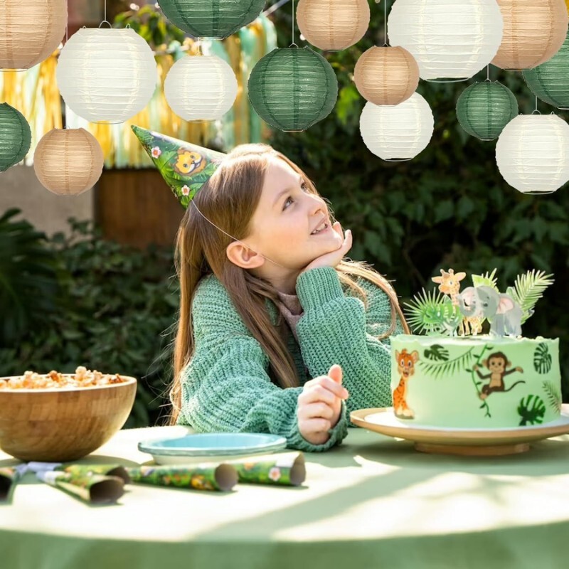 12 db Papírlámpás dekoráció rusztikus parti menyasszonyi zuhany Esküvői Zsálya zöld Születésnapi parti kellékek Arany/Elefántcsont/Zsálya zöld