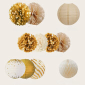 Gold Rose arany kerek lámpás Méhsejt golyós összecsukható lámpás születésnapi lánybúcsú dekoráció