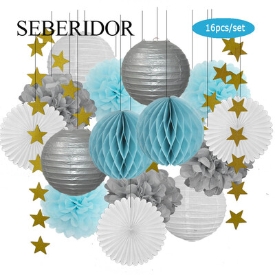 Χρυσό μπεζ Σετ Στρογγυλό Χαρτί Φανάρι Λευκή μπάλα Κυψελοειδή Πτυσσόμενη Βεντιλατέρ Για Βάπτιση Μπομπονιέρα Γενεθλίων Διακόσμηση Γάμων