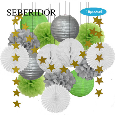 Χρυσό μπεζ Σετ Στρογγυλό Χαρτί Φανάρι Λευκή μπάλα Κυψελοειδή Πτυσσόμενη Βεντιλατέρ Για Βάπτιση Μπομπονιέρα Γενεθλίων Διακόσμηση Γάμων