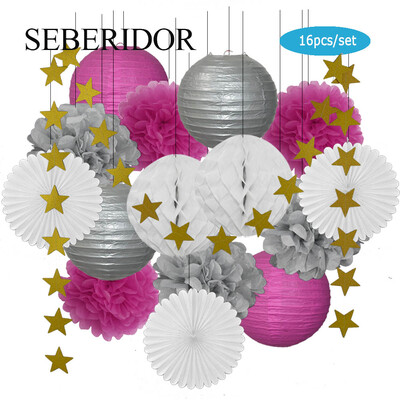 Χρυσό μπεζ Σετ Στρογγυλό Χαρτί Φανάρι Λευκή μπάλα Κυψελοειδή Πτυσσόμενη Βεντιλατέρ Για Βάπτιση Μπομπονιέρα Γενεθλίων Διακόσμηση Γάμων