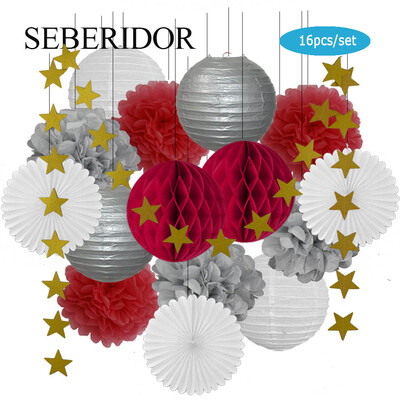 Χρυσό μπεζ Σετ Στρογγυλό Χαρτί Φανάρι Λευκή μπάλα Κυψελοειδή Πτυσσόμενη Βεντιλατέρ Για Βάπτιση Μπομπονιέρα Γενεθλίων Διακόσμηση Γάμων