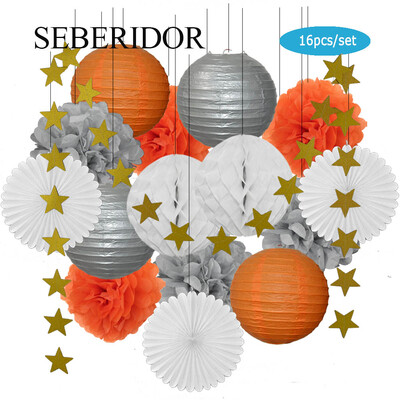 Χρυσό μπεζ Σετ Στρογγυλό Χαρτί Φανάρι Λευκή μπάλα Κυψελοειδή Πτυσσόμενη Βεντιλατέρ Για Βάπτιση Μπομπονιέρα Γενεθλίων Διακόσμηση Γάμων