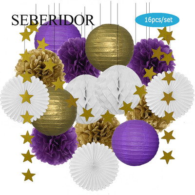 Χρυσό μπεζ Σετ Στρογγυλό Χαρτί Φανάρι Λευκή μπάλα Κυψελοειδή Πτυσσόμενη Βεντιλατέρ Για Βάπτιση Μπομπονιέρα Γενεθλίων Διακόσμηση Γάμων