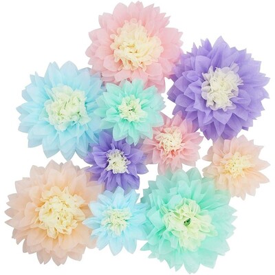 Παστέλ χαρτομάντιλο 8 ιντσών 12 ιντσών Λουλούδι Baby Shower Κεντρικό Σαλόνι Διακόσμηση τοίχου Πακέτο 10