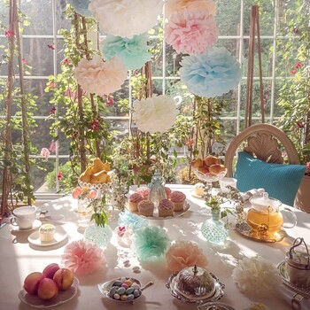 20 τμχ - Λεπτά χάρτινα πομ πομ - Σειρά Rainbow Soft Paper Flower Decorations, Κατάλληλα για διακόσμηση αυλής, γενέθλια