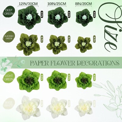 24 db Selyempapír Virágok, Krepppapír Virágok Dekorációk Esküvőre Baba Menyasszonyi Zuhanyzószoba fali dekoráció