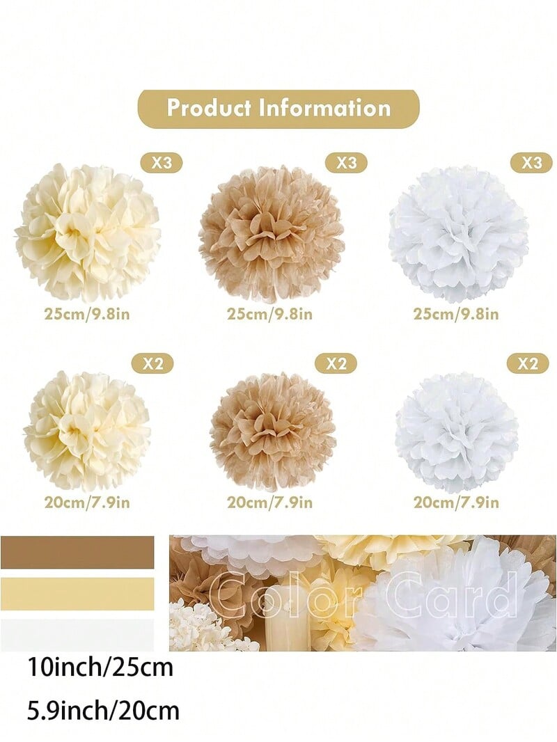 15 buc prosoape de hârtie boeme pompoane Șampanie decorațiuni neutre pentru petreceri flori de hârtie nunta mireasa duș pentru petrecere