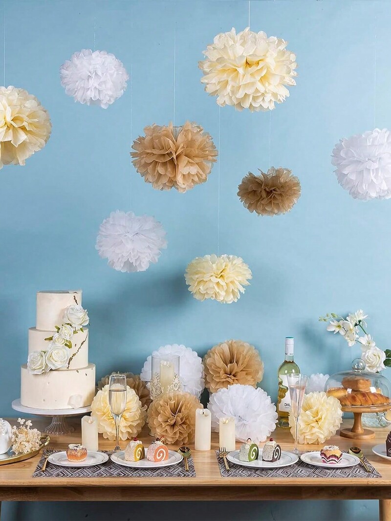 15 buc prosoape de hârtie boeme pompoane Șampanie decorațiuni neutre pentru petreceri flori de hârtie nunta mireasa duș pentru petrecere