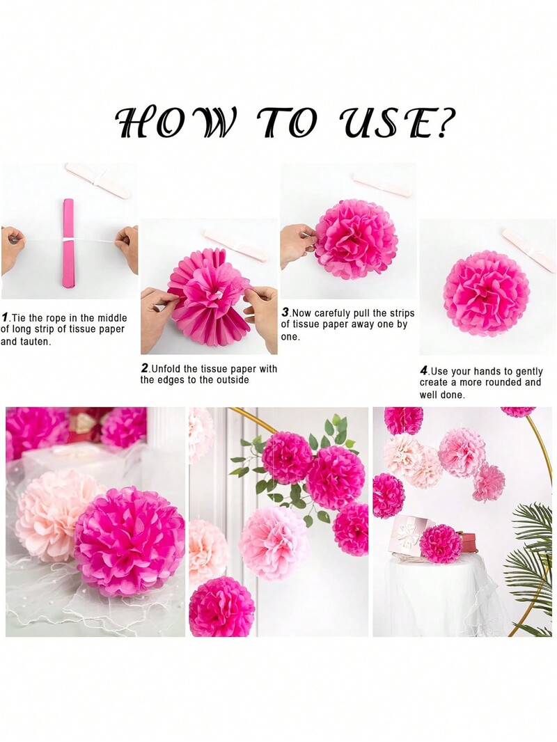 15 buc prosoape de hârtie boeme pompoane Șampanie decorațiuni neutre pentru petreceri flori de hârtie nunta mireasa duș pentru petrecere