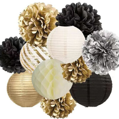 11 DB aranyozott rózsa arany kerek lámpás méhsejt golyó összecsukható lámpás születésnapi legénybúcsú esküvői ünnepi dekoráció