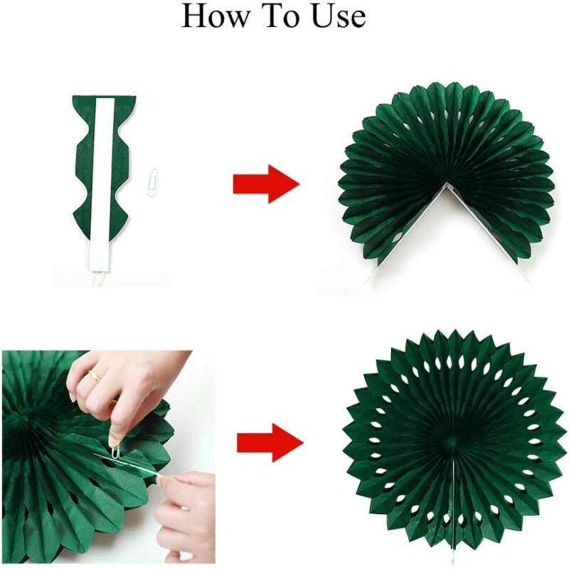 Piros Zöld Karácsonyi Születésnapi Party Otthoni dekoráció Függő Dekor Selyempapír Fan Pompon Arany Csillag Koszorú karácsonyi születésnapra