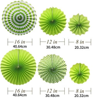 15 опаковки Комплект помпони от зелена хартия с хартиено ветрило Ден на Св. Патрик, Рожден ден, Сватба, Дипломиране,