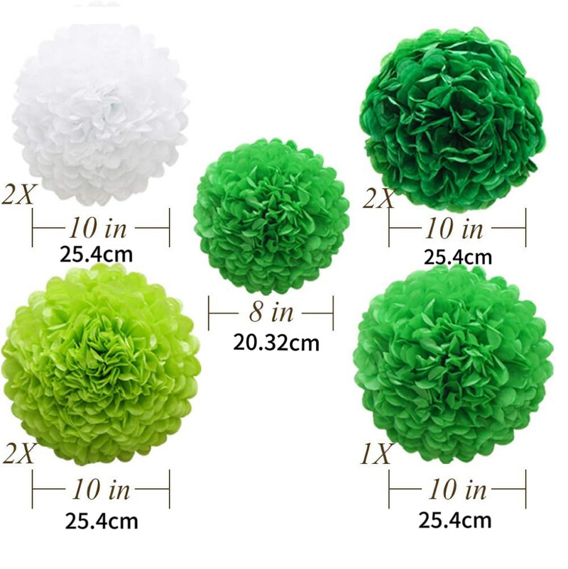 15 csomagos zöld papír pompon készlet papírlegyezővel Szent Patrik napja, Születésnapi Esküvő, Ballagás,