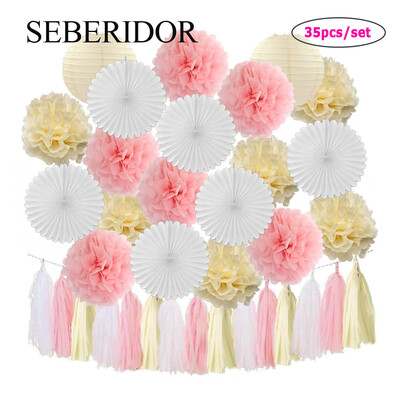 Μπομπονιέρα Καλοκαιρινής Γάμου Πράσινο Λευκό Σετ Κρεμαστό Χαρτί Φαναράκι Βεντιλατέρ Φούντα Κοριτσάκι Αγόρι Βάπτιση Διακόσμηση γενεθλίων Πομπον