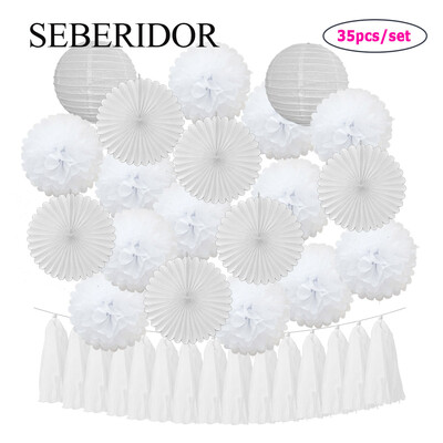 Μπομπονιέρα Καλοκαιρινής Γάμου Πράσινο Λευκό Σετ Κρεμαστό Χαρτί Φαναράκι Βεντιλατέρ Φούντα Κοριτσάκι Αγόρι Βάπτιση Διακόσμηση γενεθλίων Πομπον