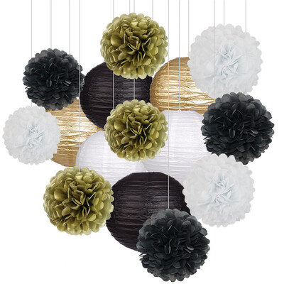 15 vnt. Kūdikio berniuko mergaitės 1-ojo gimtadienio vakarėlis, rožinis baltas rinkinys, apvalus popierinis rutulinis žibintas, sulankstomas krikšto vestuvių dekoras, korinis pomponas