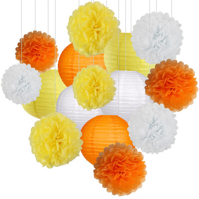 15 vnt. Kūdikio berniuko mergaitės 1-ojo gimtadienio vakarėlis, rožinis baltas rinkinys, apvalus popierinis rutulinis žibintas, sulankstomas krikšto vestuvių dekoras, korinis pomponas