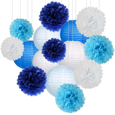 15 vnt. Kūdikio berniuko mergaitės 1-ojo gimtadienio vakarėlis, rožinis baltas rinkinys, apvalus popierinis rutulinis žibintas, sulankstomas krikšto vestuvių dekoras, korinis pomponas