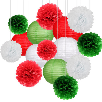 15 vnt. Kūdikio berniuko mergaitės 1-ojo gimtadienio vakarėlis, rožinis baltas rinkinys, apvalus popierinis rutulinis žibintas, sulankstomas krikšto vestuvių dekoras, korinis pomponas