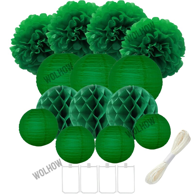 14 gab. 4-10 collu sarkani zaļi balti papīra laternas pomponu šūnveida šūnām dzimšanas dienas kāzām Halovīni Ziemassvētku Jaungada rotājumi
