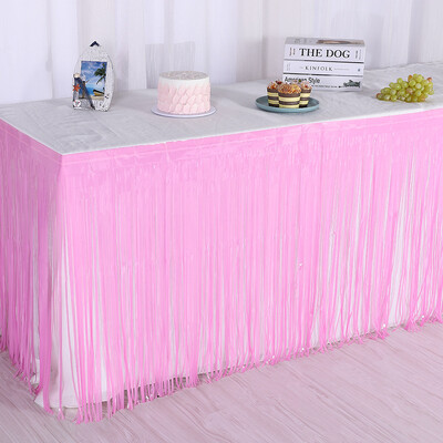 1X2M metāla folijas bārkstis galda svārki Gold Tinsel Tutu galda svārki kāzu dekorēšanai bērnu dušas taisnstūra galdi