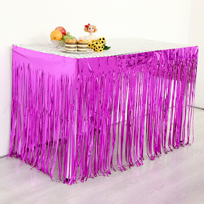 1X2M metāla folijas bārkstis galda svārki Gold Tinsel Tutu galda svārki kāzu dekorēšanai bērnu dušas taisnstūra galdi