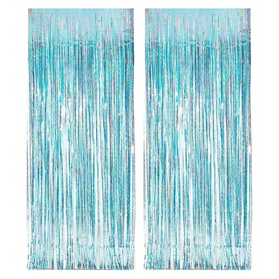 2 τμχ Ροζ 2m κουρτίνα με πούλιες για γενέθλια γαμήλια διακόσμηση Bachelorette πάρτι Αποφοίτηση Νυφικό ντους φούντα φόντο