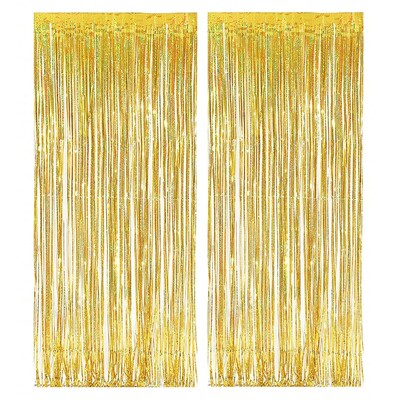 2 τμχ Ροζ 2m κουρτίνα με πούλιες για γενέθλια γαμήλια διακόσμηση Bachelorette πάρτι Αποφοίτηση Νυφικό ντους φούντα φόντο