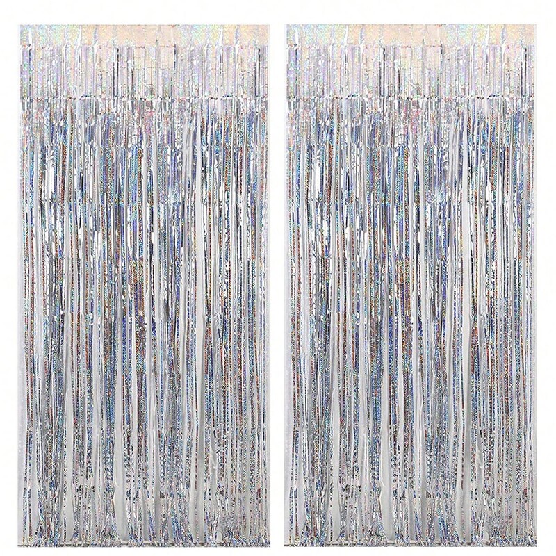 2 τμχ Ροζ 2m κουρτίνα με πούλιες για γενέθλια γαμήλια διακόσμηση Bachelorette πάρτι Αποφοίτηση Νυφικό ντους φούντα φόντο