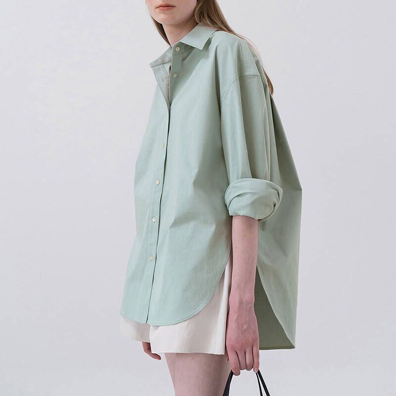 100% pamut női ing 2024 ősz új egyszínű gombos lehajtható gallér hosszú ujjú alkalmi bő női OL ingek