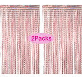 2 csomagos fólia függöny ezüst rózsa arany csillogó csillogó fringer függöny babazuhany születésnapi esküvői party háttérdíszek