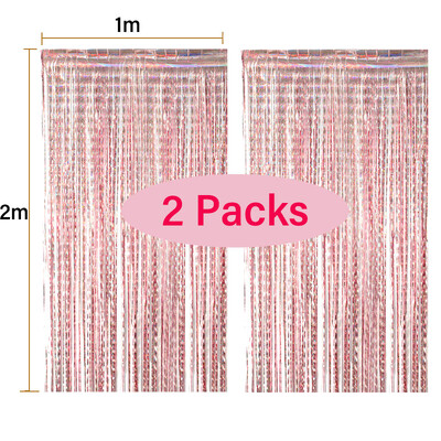 2 csomagos fólia függöny ezüst rózsa arany csillogó csillogó fringer függöny babazuhany születésnapi esküvői party háttérdíszek