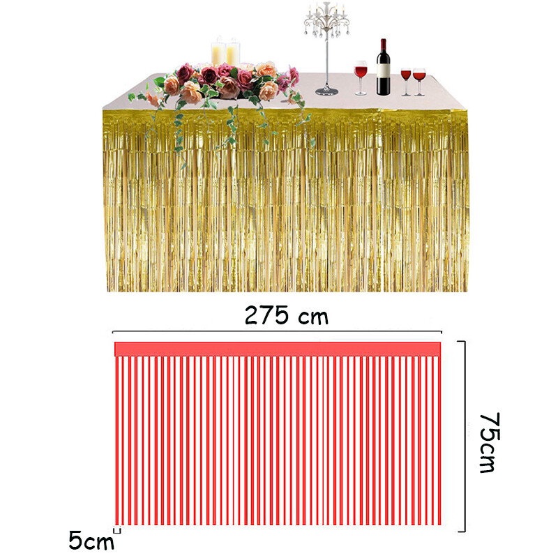 Asztali szoknya esküvői dekoráció asztali születésnapi parti dekoráció 275*75 cm asztali szoknya születésnapi dekoráció asztalterítők partira