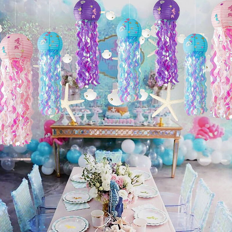 2db medúza papírlámpás a tenger alatt parti dekoráció Baby Shower Mermaid Ocean témájú születésnapi parti díszekhez