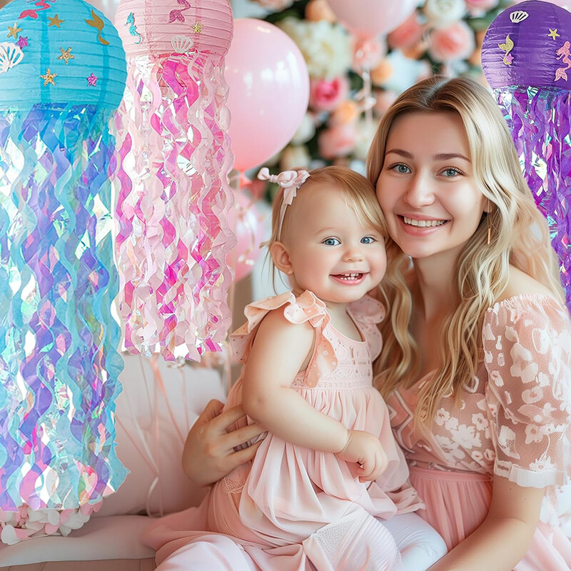 2db medúza papírlámpás a tenger alatt parti dekoráció Baby Shower Mermaid Ocean témájú születésnapi parti díszekhez