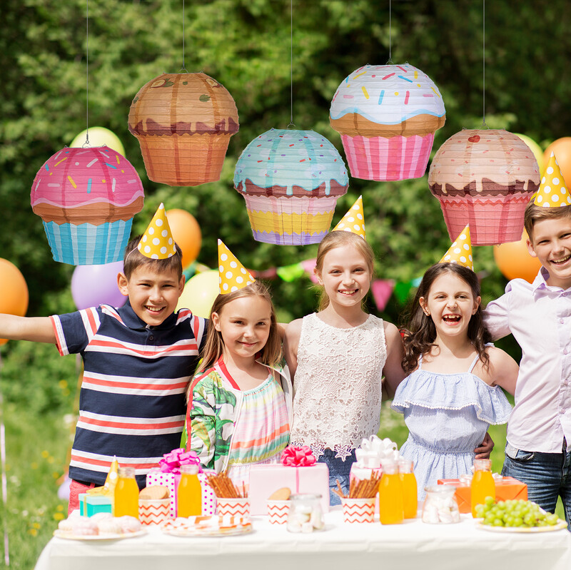 5/10 db Cupcake és fagylalt függő papírlámpás fánk keverék papír lámpatest édes cukorka babazuhany gyerekeknek születésnapi parti dekoráció
