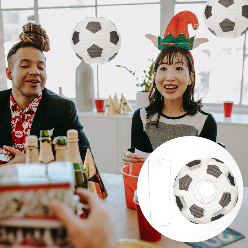 3 db Futball Lámpás Dekor Paerty Papír Lámpák Lóg Foci Vas Parti Díszek Sportok