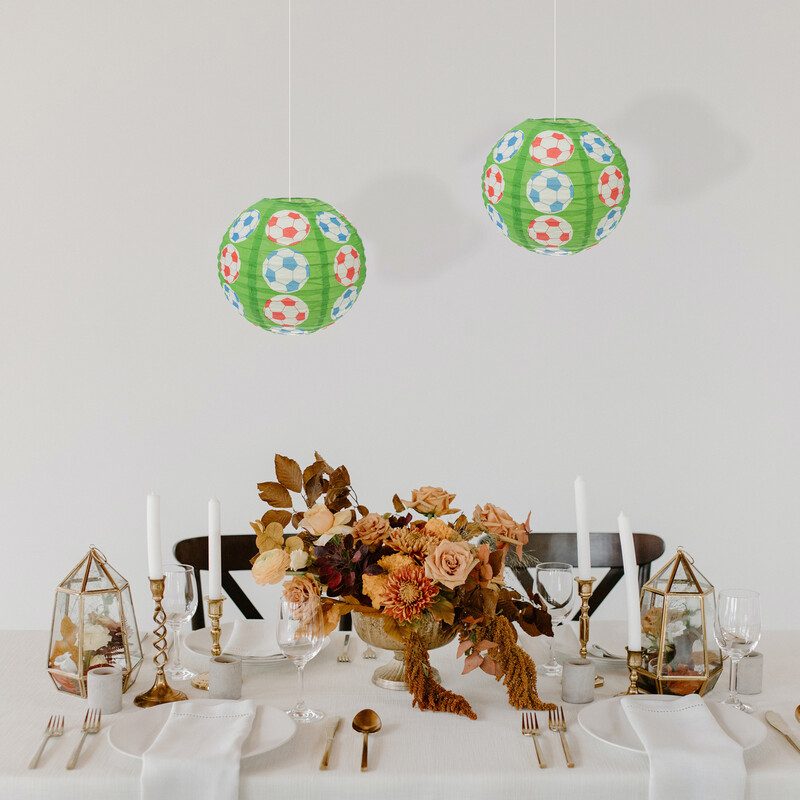 3 db Futball Lámpás Dekor Paerty Papír Lámpák Lóg Foci Vas Parti Díszek Sportok