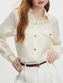 FSLE biroja sieviešu darba stila kreklu jaka sieviešu rudens brīvā laika pavadīšanai, 2024. gada rudens jaunais metāla pogas krekls 24FS13171