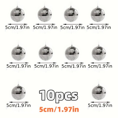30db Mini Disco Ball díszek Fényvisszaverő ezüst függő csecsebecse Mardi Gras Disco Party Decor Csillogó karácsonyfa ajándék