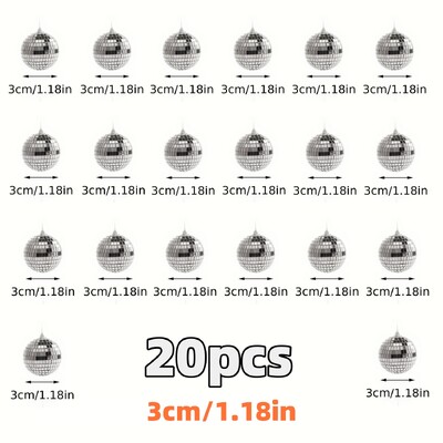 30db Mini Disco Ball díszek Fényvisszaverő ezüst függő csecsebecse Mardi Gras Disco Party Decor Csillogó karácsonyfa ajándék