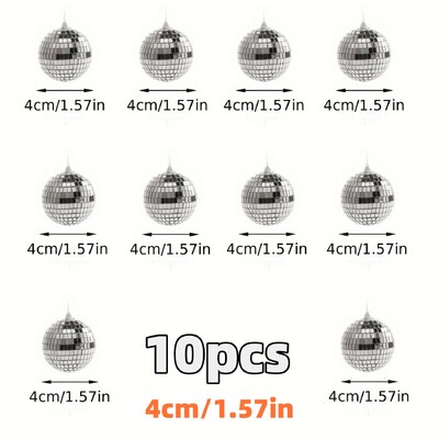 30db Mini Disco Ball díszek Fényvisszaverő ezüst függő csecsebecse Mardi Gras Disco Party Decor Csillogó karácsonyfa ajándék