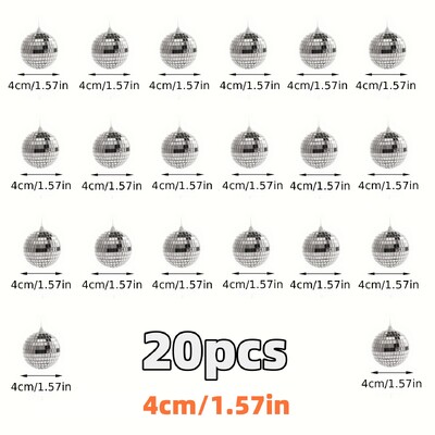 30db Mini Disco Ball díszek Fényvisszaverő ezüst függő csecsebecse Mardi Gras Disco Party Decor Csillogó karácsonyfa ajándék